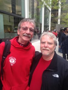 BellTel board member Tom Steed (left) with CWA Local 1101 President Keith Purse at NYC union protest.